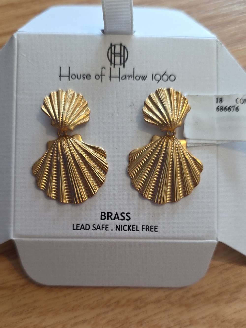House of Harlow 1960 Gold Double Shell Drop Earrings